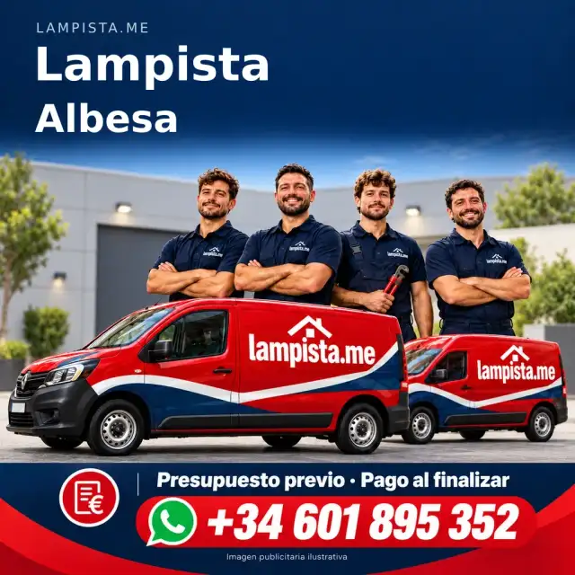 Imagen publicitaria ilustrativa: fontanería y electricidad en Albesa. Lampista.me, +34 601 895 352