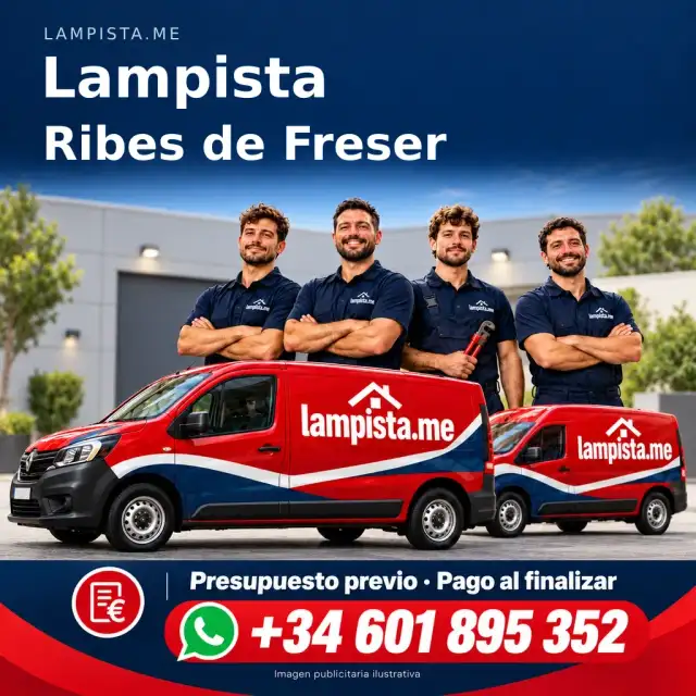 Imagen publicitaria ilustrativa: fontanería y electricidad en Ribes de Freser. Lampista.me, +34 601 895 352