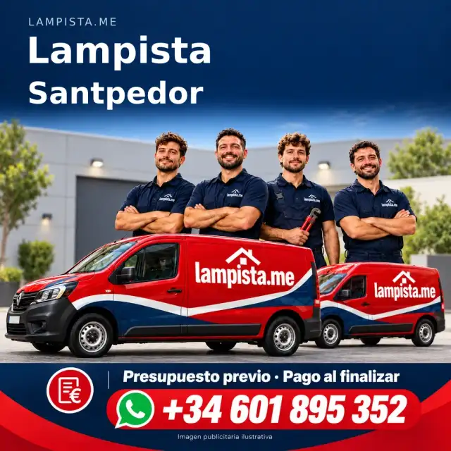 Imagen publicitaria ilustrativa: fontanería y electricidad en Santpedor. Lampista.me, +34 601 895 352