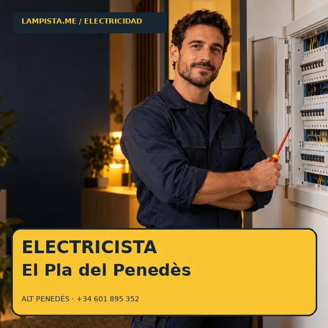 Electricista El Pla del Penedès: imagen publicitaria ilustrativa de un técnico electricista