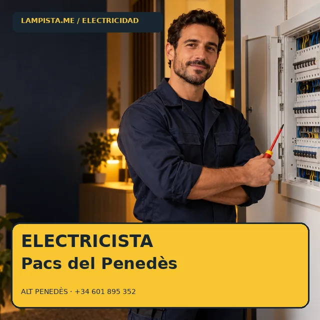 Electricista Pacs del Penedès: imagen publicitaria ilustrativa de un técnico electricista