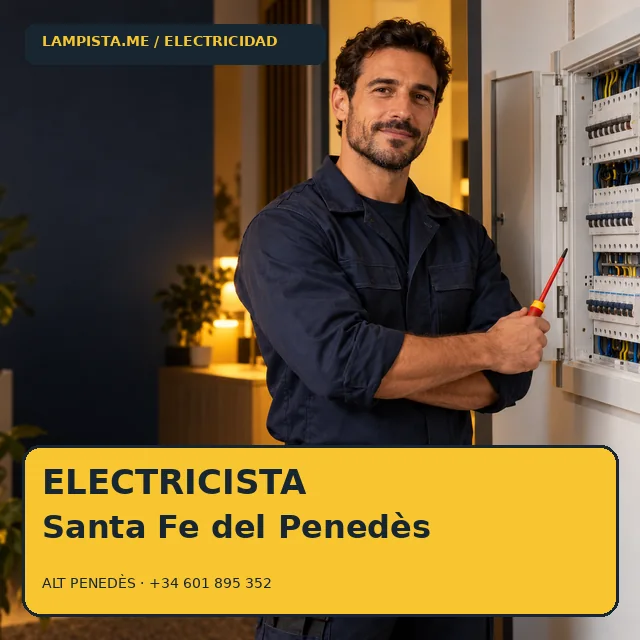 Electricista Santa Fe del Penedès: imagen publicitaria ilustrativa de un técnico electricista