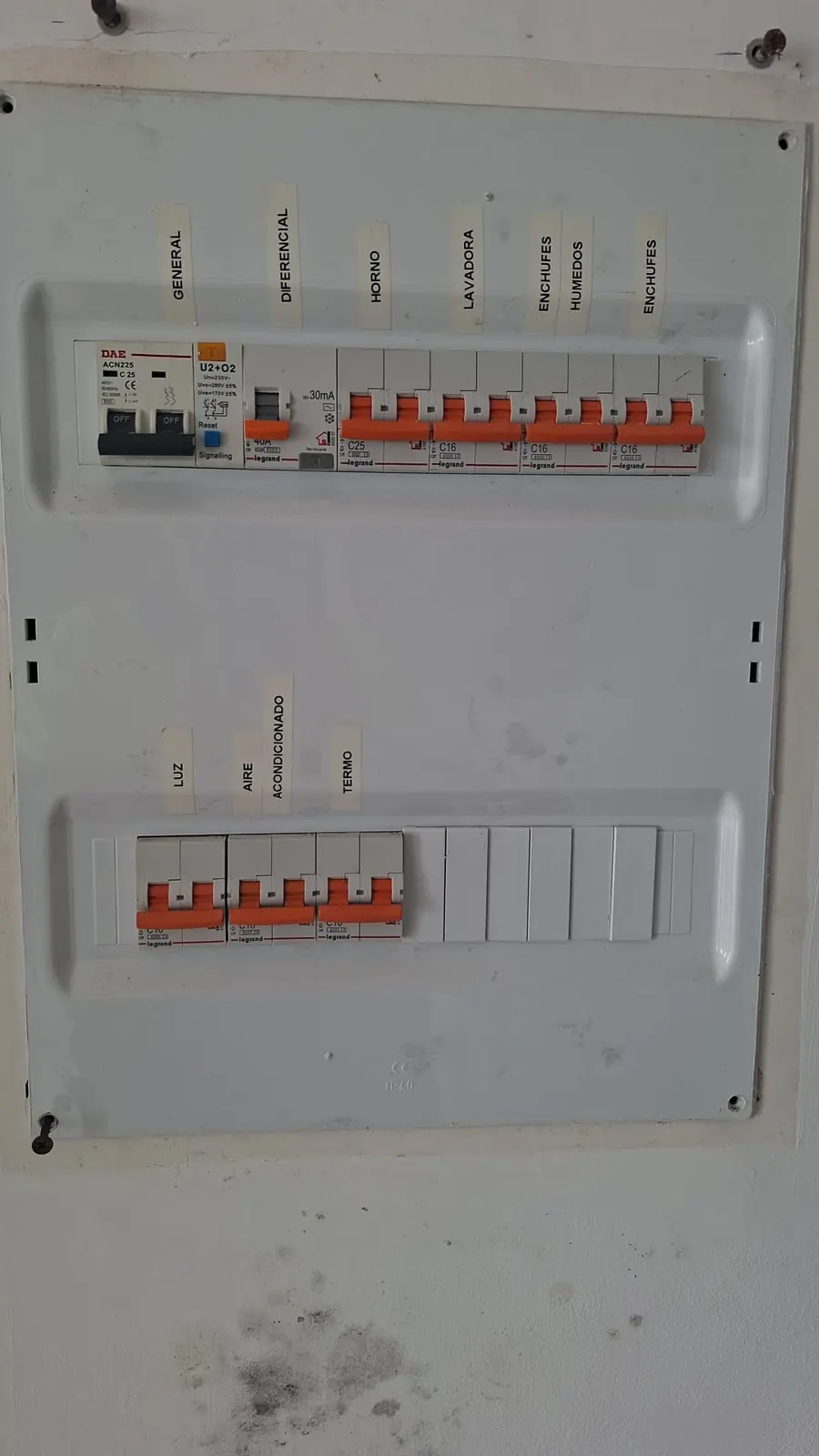 Cuadro eléctrico de la vivienda después de la intervención