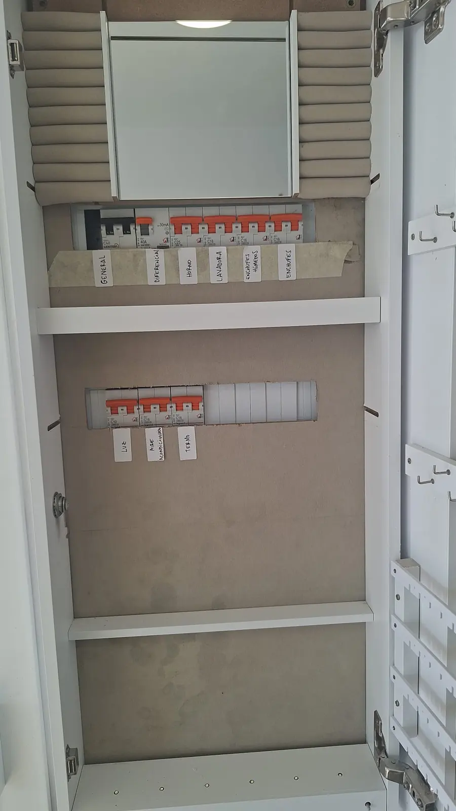 Cuadro eléctrico abierto para revisar la avería