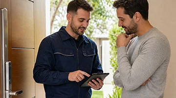 Cerrajero explicando el precio antes del servicio